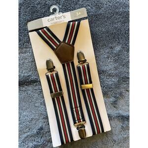 Carters Toddler Boy Suspenders 3+ Adorable! Black/Red